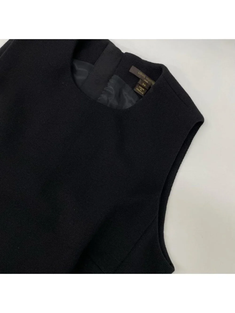 Louis Vuitton Black Wool Blend Sleeveless Flare Dress 34